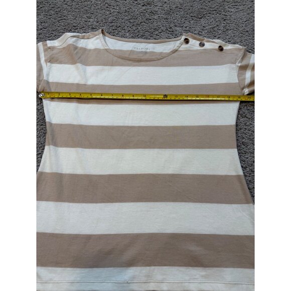 Talbots Womens Striped Long Sleeve Top Size X Small Beige White 100% Cotton NWT - Picture 3 of 8